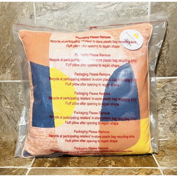 14 x 14 Inch Square Block Decorative Pillow for Porch or Sunroom Oeko-Tex - New - Picture 2 of 5